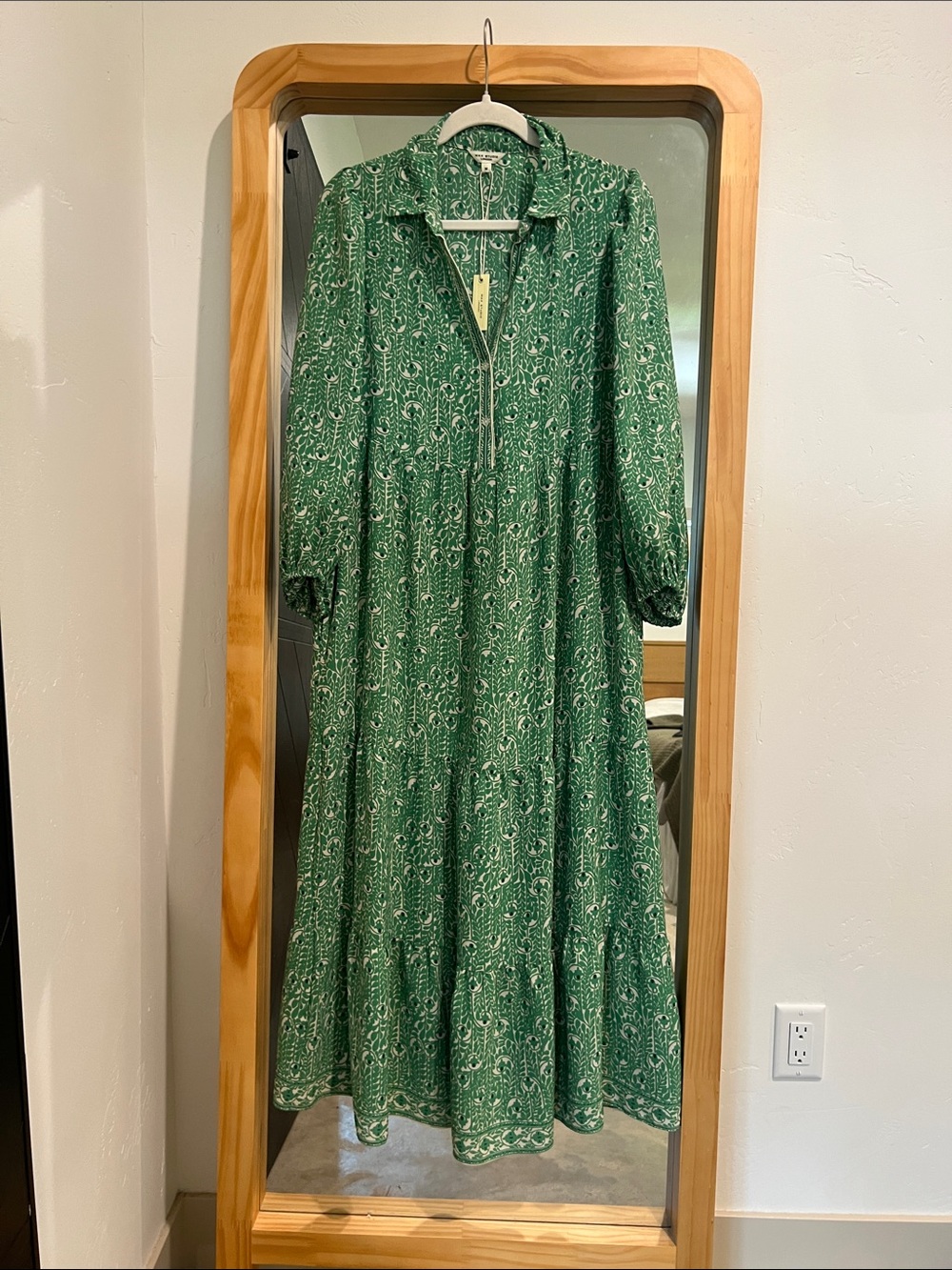 Max Studio Green Printed Tiered Maxi Dress